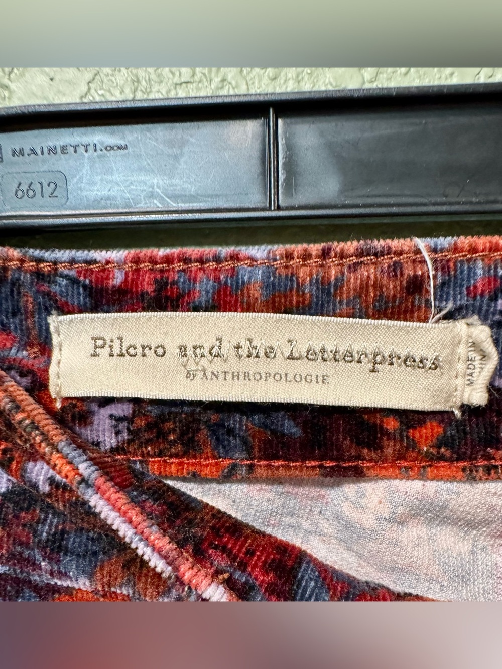 Pilcro & the Letterpress Red & Purple Floral Corduroy High Rise Skinny Jeans 27 - Picture 2 of 5